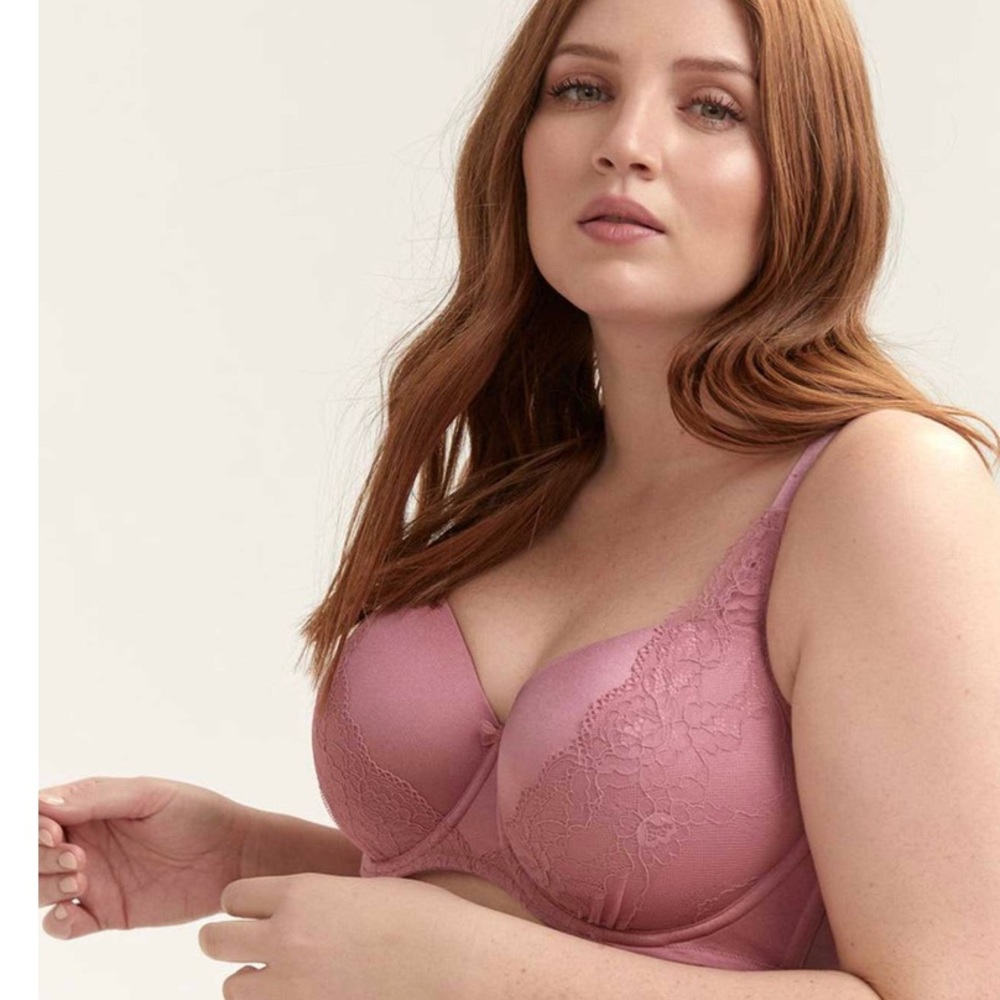 Addition Elle Deesse Collection Balconette Bra with Cross Dye Lace